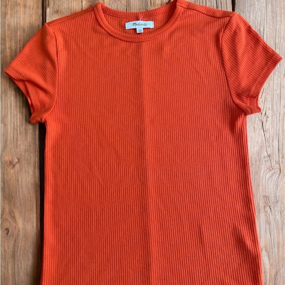 Madewell Orange Cap Sleeve Ribbed Tee